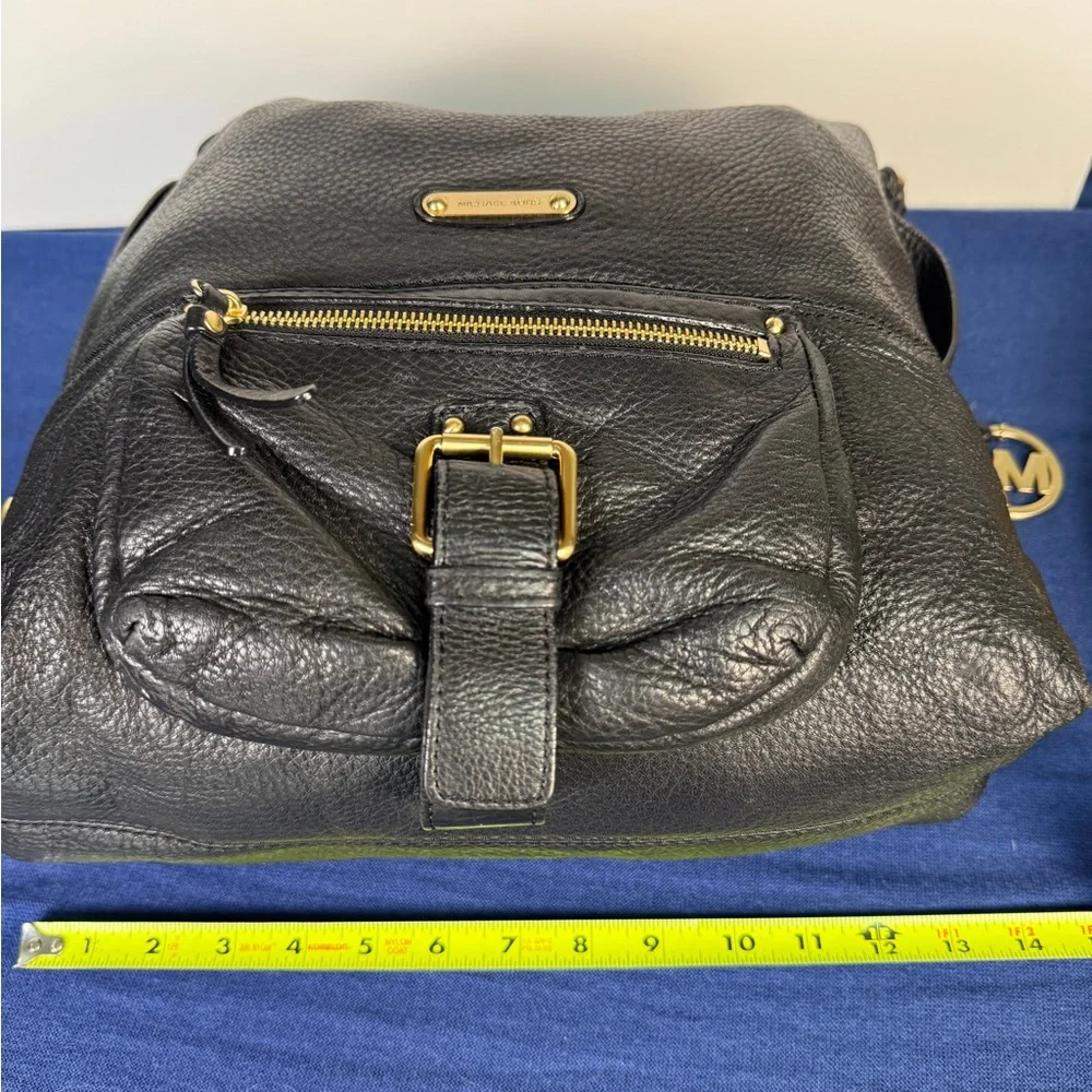 MICHAEL KORS Black Leather Hobo Shoulder Bag + Wallet | Gold Hardware EUC